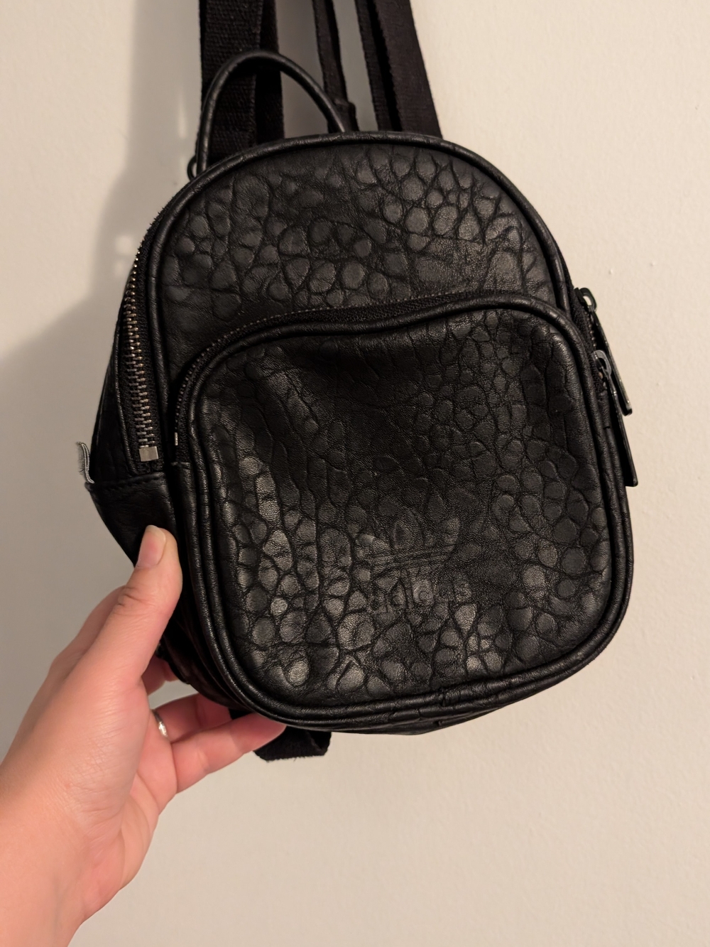 adidas Black Pebbled Mini Sling Backpack